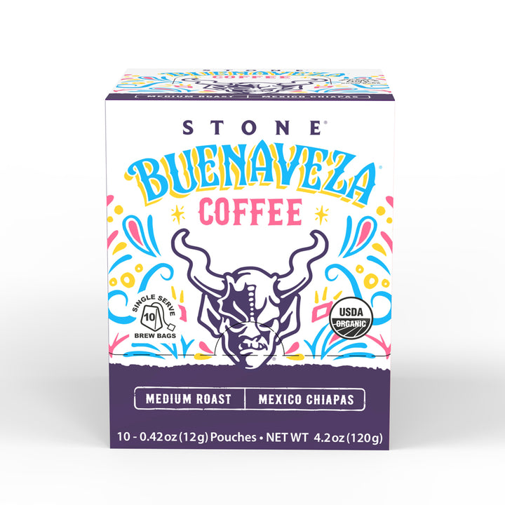 STONE Brewing Coffee Buenaveza Blend Medium Roast Single Serve Brew Bags 10 Count