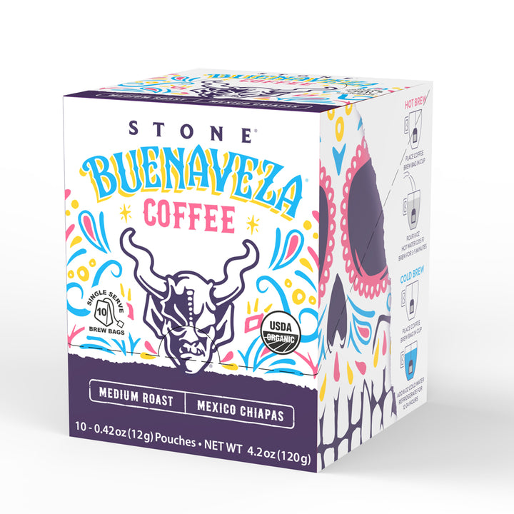 STONE Brewing Coffee Buenaveza Blend Medium Roast Single Serve Brew Bags 10 Count