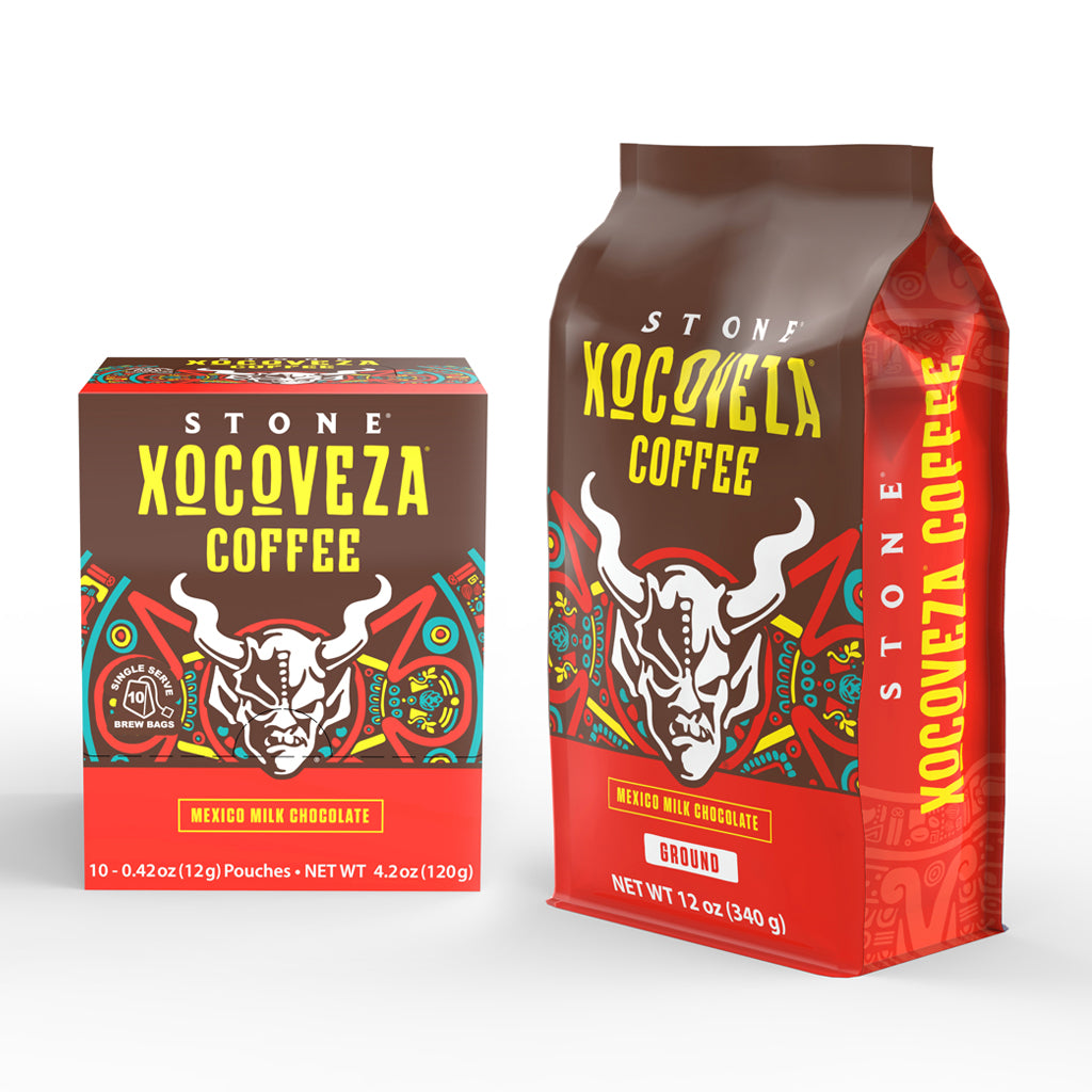STONE Xocoveza Bundle 12oz Coffee Bag & STONE Xocoveza Single Serve Coffee Brew Bags